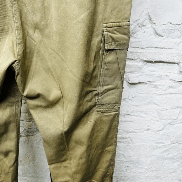 Vintage Military Cargo Jogger Pants Khaki Paratrooper Button Fly Army - Picture 9 of 13